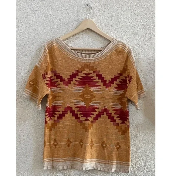 Pendleton Southwestern Top Pullover Cotton Knit Aztec Boho Relaxed Medium - Picture 2 of 9